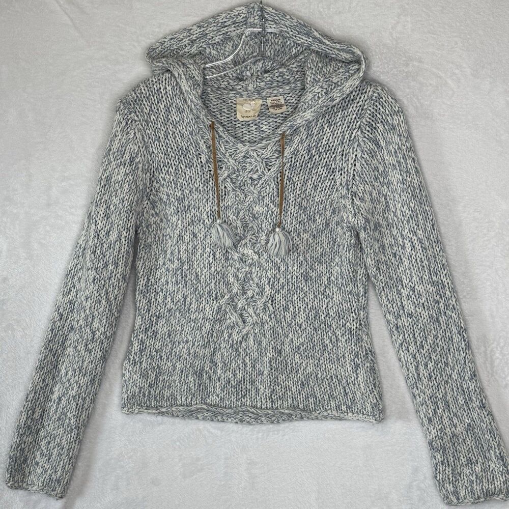 Sheep by Next Era Sweater Chunky Knit Hooded Sweater Women's Medium Tassels